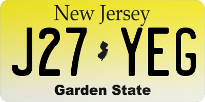 NJ license plate J27YEG