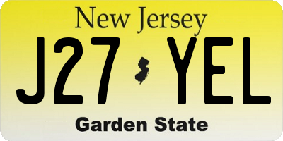 NJ license plate J27YEL