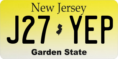 NJ license plate J27YEP
