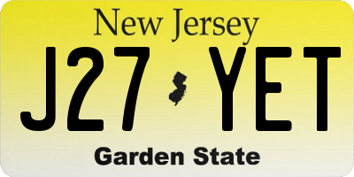 NJ license plate J27YET