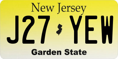 NJ license plate J27YEW