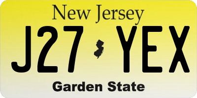 NJ license plate J27YEX
