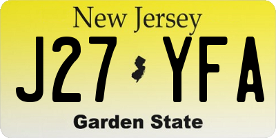 NJ license plate J27YFA