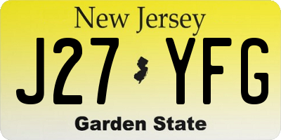 NJ license plate J27YFG