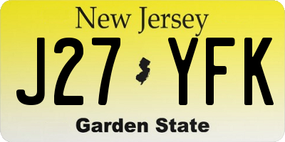 NJ license plate J27YFK