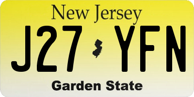 NJ license plate J27YFN