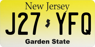 NJ license plate J27YFQ