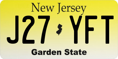 NJ license plate J27YFT