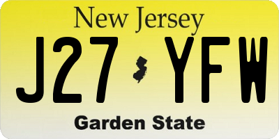 NJ license plate J27YFW