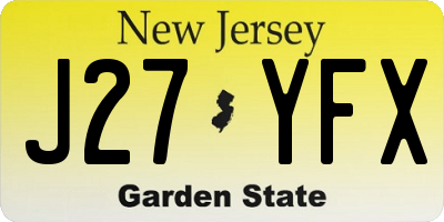 NJ license plate J27YFX