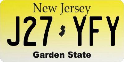 NJ license plate J27YFY
