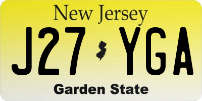 NJ license plate J27YGA