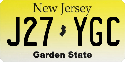 NJ license plate J27YGC