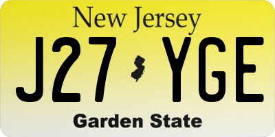 NJ license plate J27YGE