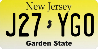 NJ license plate J27YGO