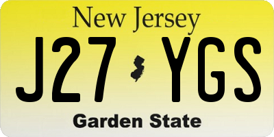 NJ license plate J27YGS