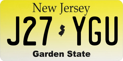 NJ license plate J27YGU