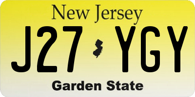 NJ license plate J27YGY