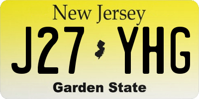 NJ license plate J27YHG