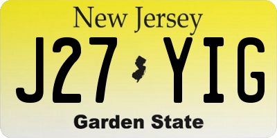 NJ license plate J27YIG