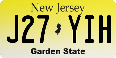 NJ license plate J27YIH