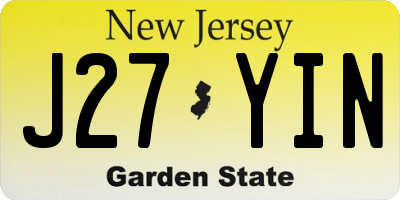 NJ license plate J27YIN