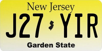 NJ license plate J27YIR