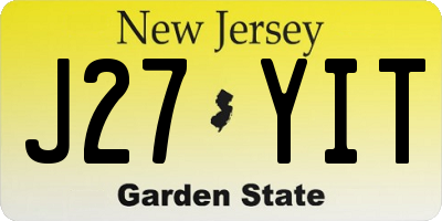 NJ license plate J27YIT