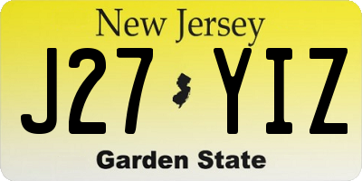 NJ license plate J27YIZ