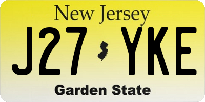 NJ license plate J27YKE