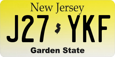NJ license plate J27YKF