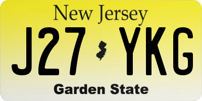 NJ license plate J27YKG