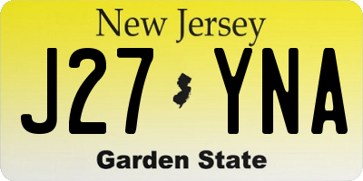NJ license plate J27YNA