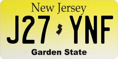 NJ license plate J27YNF