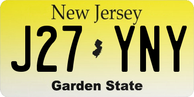 NJ license plate J27YNY
