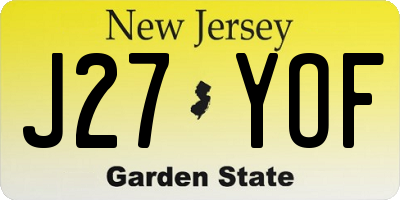 NJ license plate J27YOF