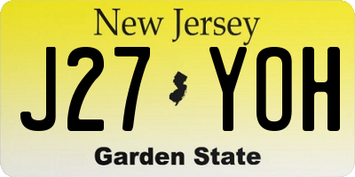 NJ license plate J27YOH