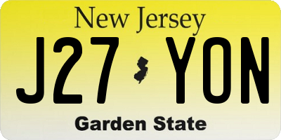NJ license plate J27YON