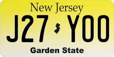 NJ license plate J27YOO