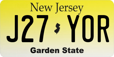 NJ license plate J27YOR