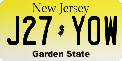 NJ license plate J27YOW