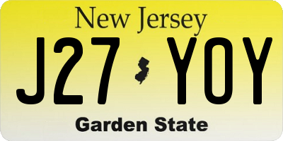 NJ license plate J27YOY