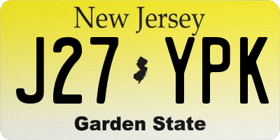 NJ license plate J27YPK