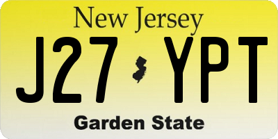 NJ license plate J27YPT