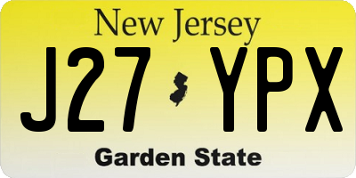 NJ license plate J27YPX