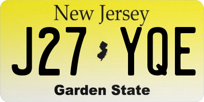 NJ license plate J27YQE