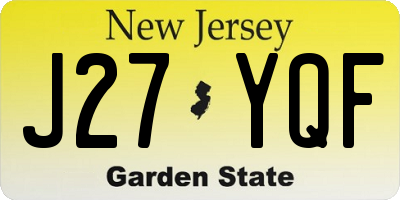 NJ license plate J27YQF