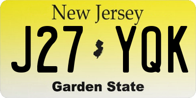 NJ license plate J27YQK