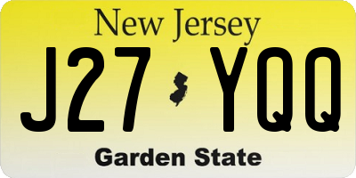 NJ license plate J27YQQ