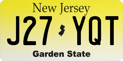 NJ license plate J27YQT